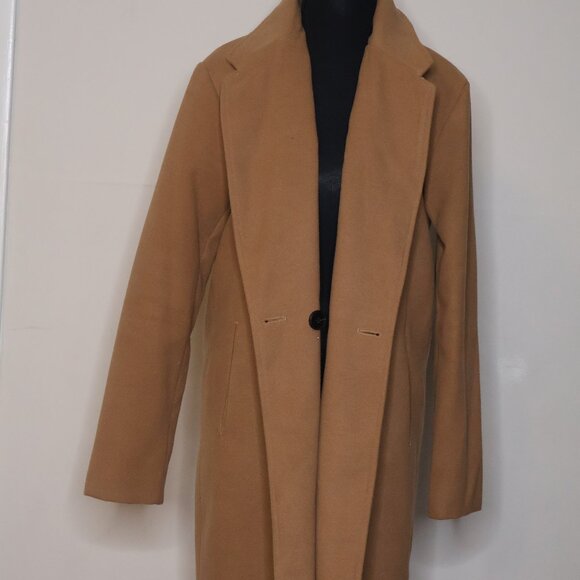 Classic Camel Long Peacoat | Chic Fall Winter Coat - Picture 1 of 16